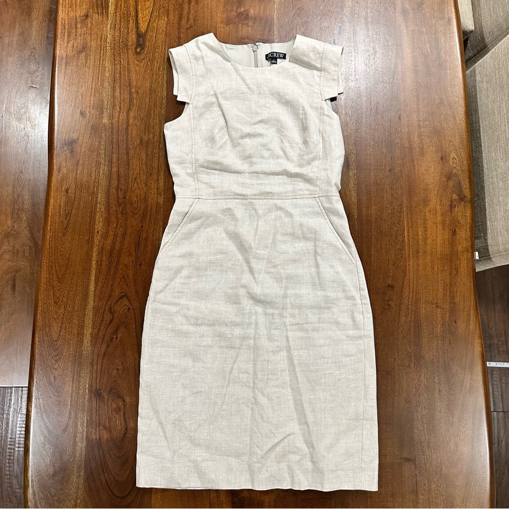 J. Crew Resume Dress in Stretch Linen Blend Size 6 Business Office Professional